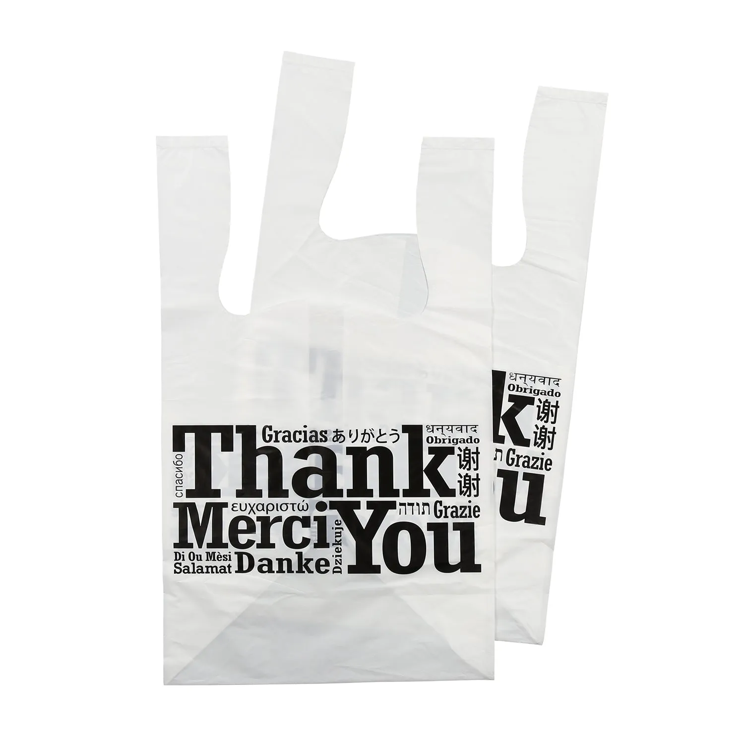 11.5" x 10.5" x 19" Flat Bottom Multilingual T-Shirt Bags, Case of 250