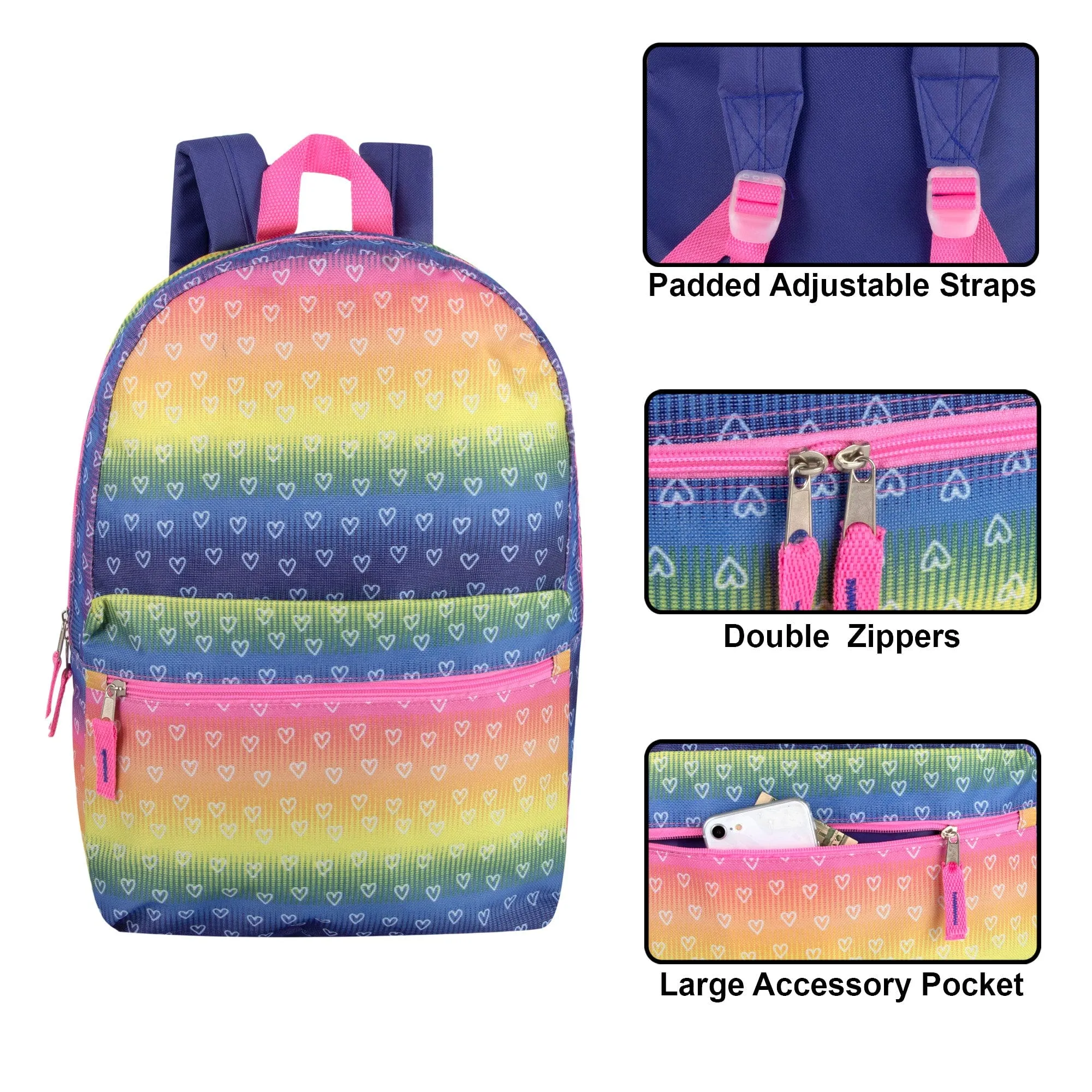 17 Inch Kids Printed Backpacks - Girls Assortment