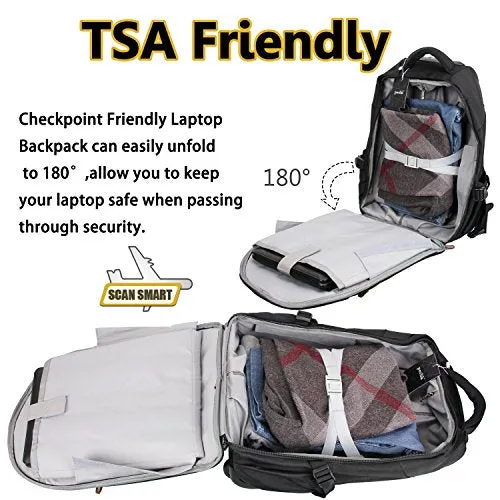 19” Rolling Carry-On Luggage Travel Duffel Bag For Men，Tsa Checkpoint Friendly Wheeled Backpack,