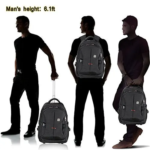 19” Rolling Carry-On Luggage Travel Duffel Bag For Men，Tsa Checkpoint Friendly Wheeled Backpack,