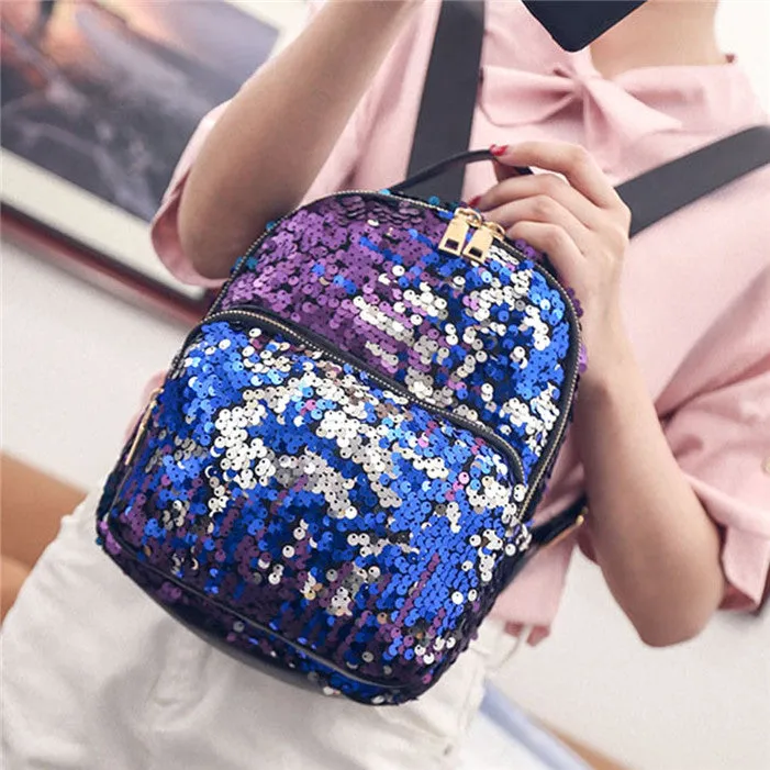 2017 popular Women Fashion School Style Sequins Travel Satchel School Bag Backpack Bag gift wholesale A3000