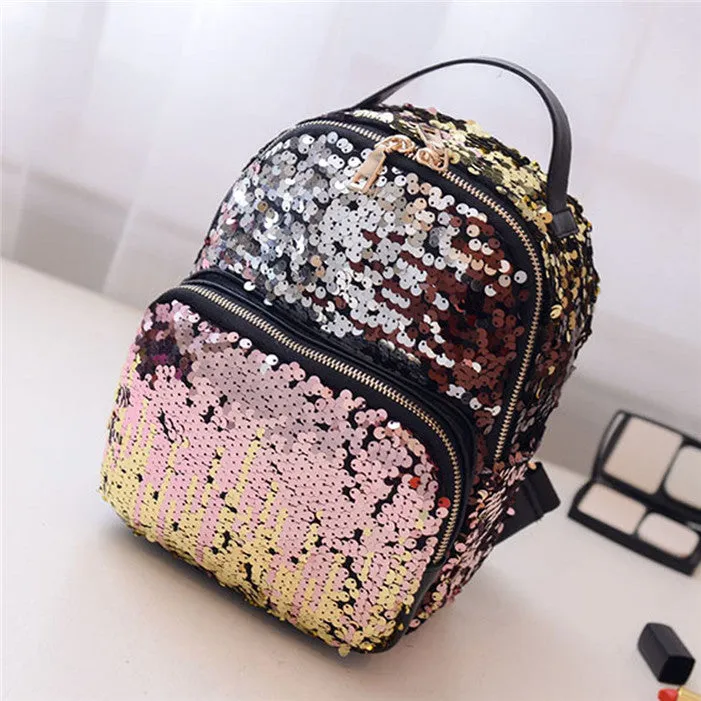 2017 popular Women Fashion School Style Sequins Travel Satchel School Bag Backpack Bag gift wholesale A3000