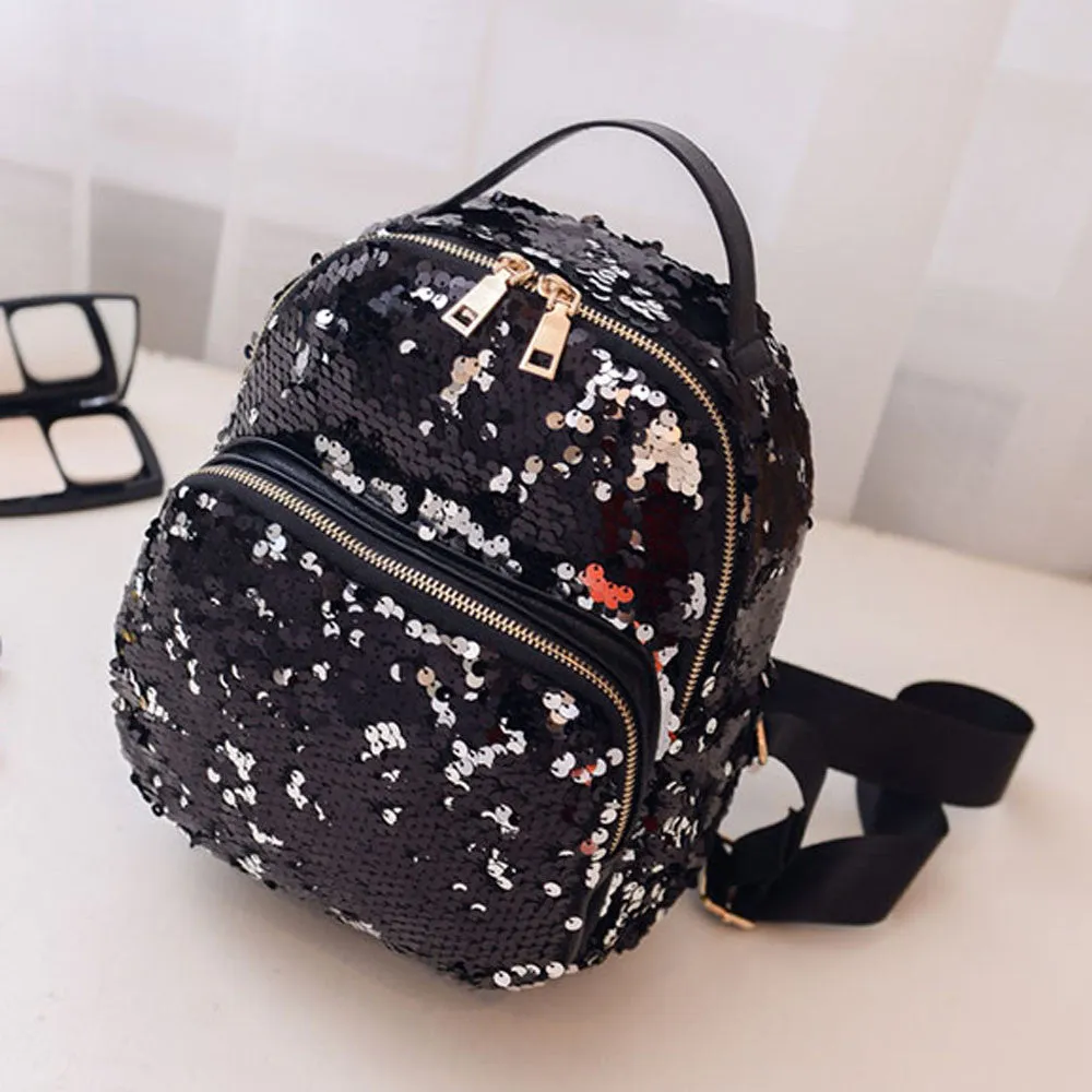 2017 popular Women Fashion School Style Sequins Travel Satchel School Bag Backpack Bag gift wholesale A3000