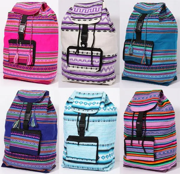 6- Authentic Peruvian Made Backpacks! Wholesale $16.00 each