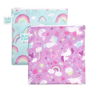 Bumkins Reusable Snack Bag 2pk Large - Unicorn, Rainbows