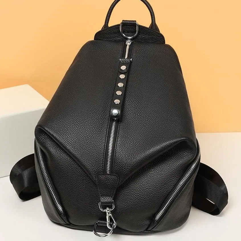 ChicLeather Zipper Travel Shoulder Bag Backpack