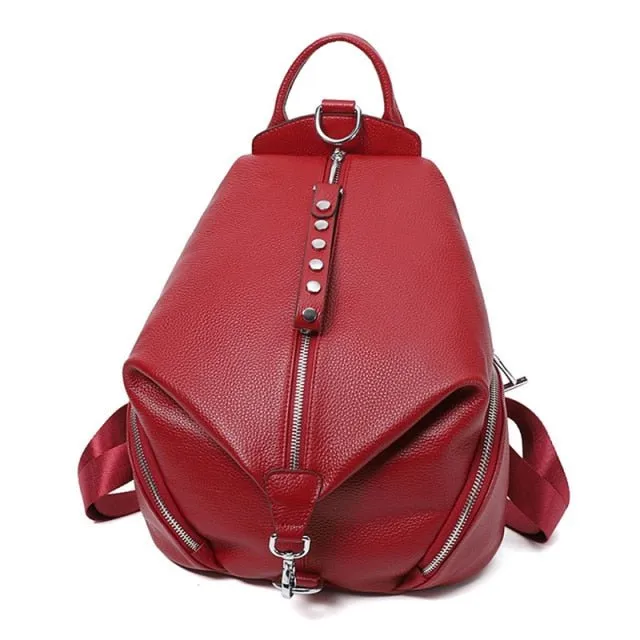 ChicLeather Zipper Travel Shoulder Bag Backpack