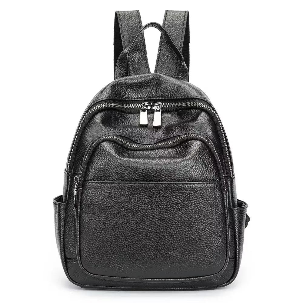 Elegant Cowhide Luxe Zipper Backpack