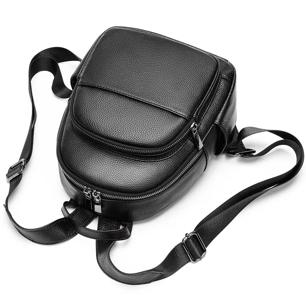 Elegant Cowhide Luxe Zipper Backpack