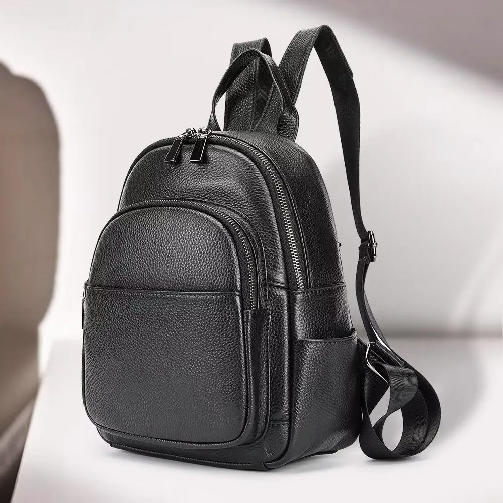 Elegant Cowhide Luxe Zipper Backpack