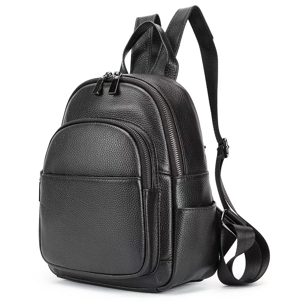 Elegant Cowhide Luxe Zipper Backpack