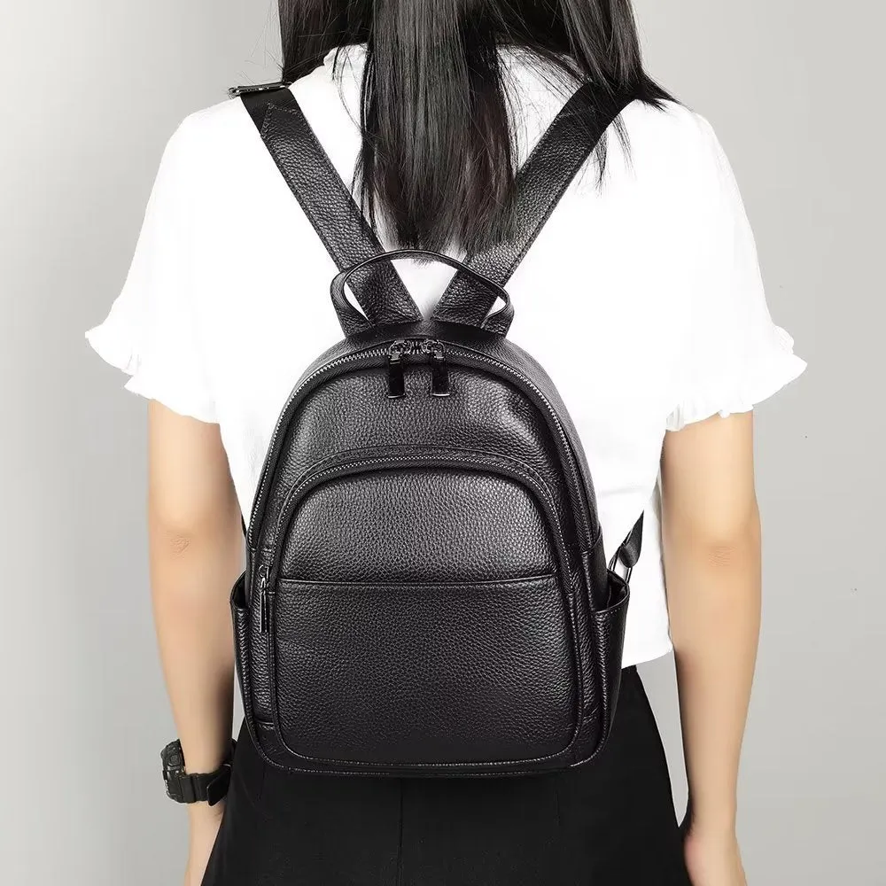 Elegant Cowhide Luxe Zipper Backpack