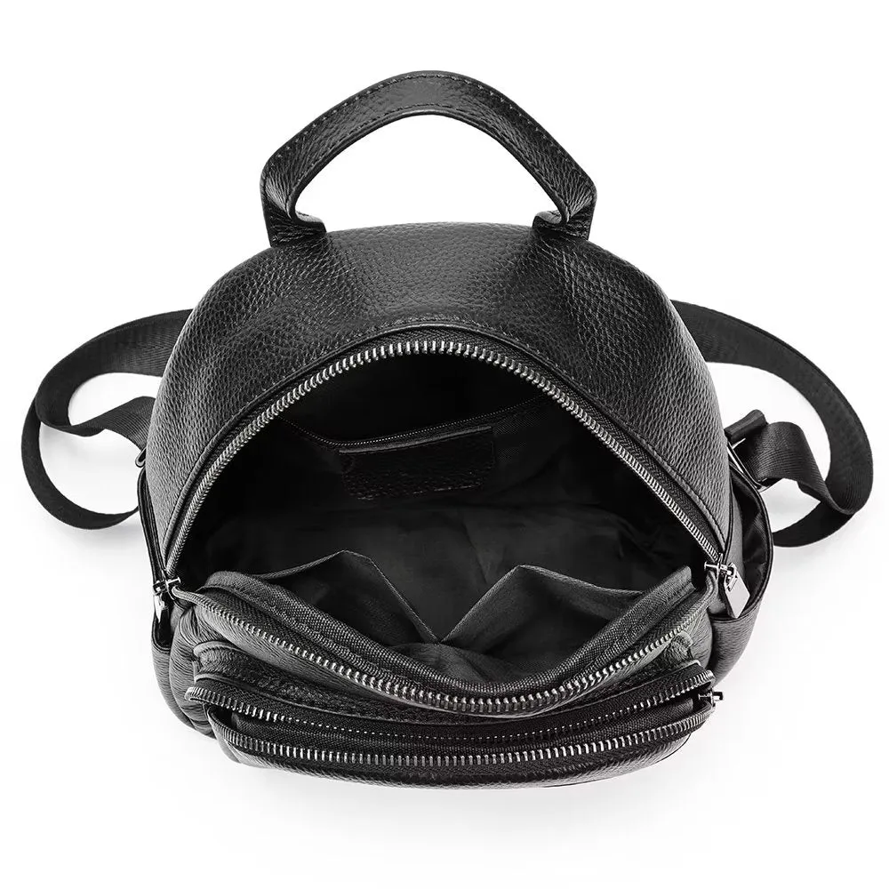 Elegant Cowhide Luxe Zipper Backpack