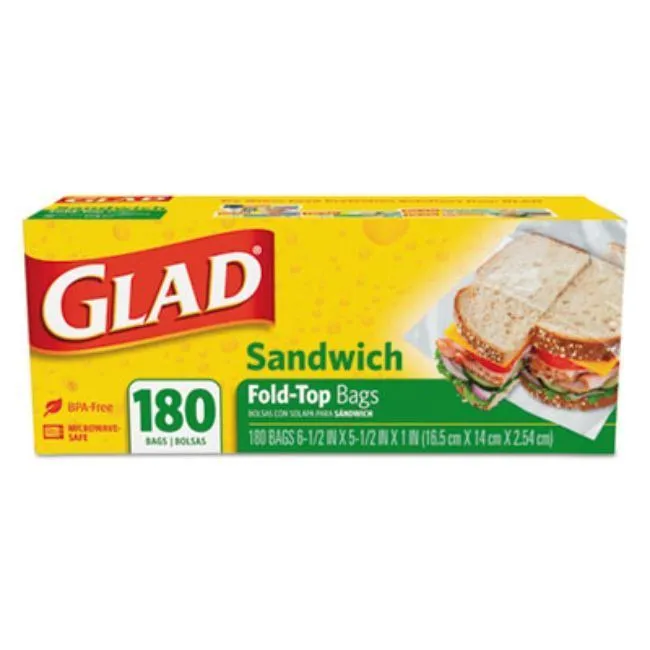 Fold-Top Sandwich Bags, 6.5" X 5.5", Clear, 180-Box