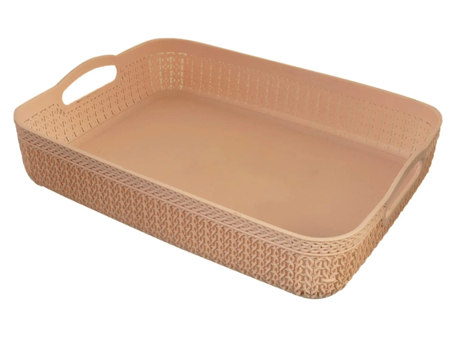 Heart Home Q-3 Designer Plastic Storage Basket For Store Fruits, Vegetables, Magazines, Cosmetics, Stationary (Coffee)-50HH01490