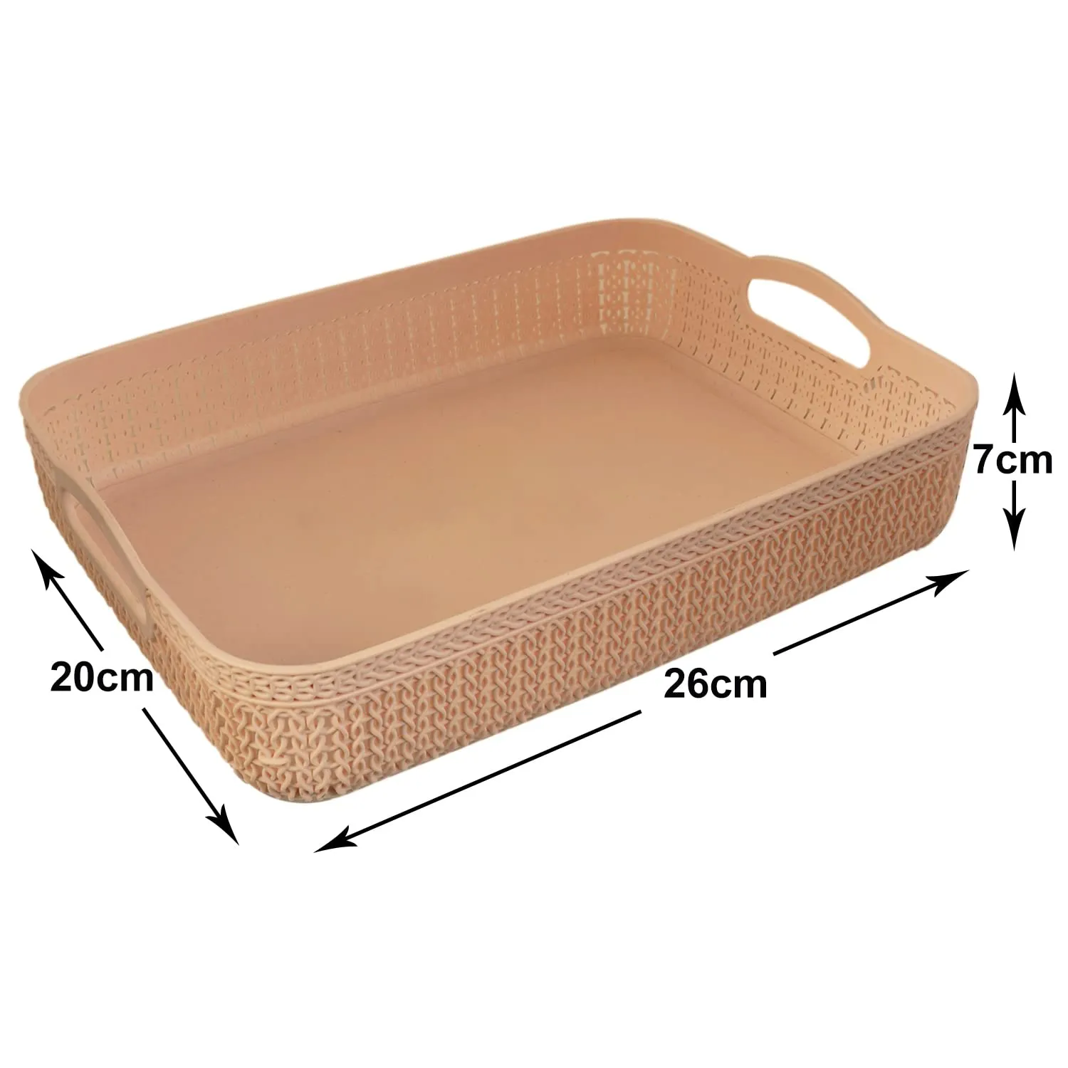 Heart Home Q-3 Designer Plastic Storage Basket For Store Fruits, Vegetables, Magazines, Cosmetics, Stationary (Coffee)-50HH01490