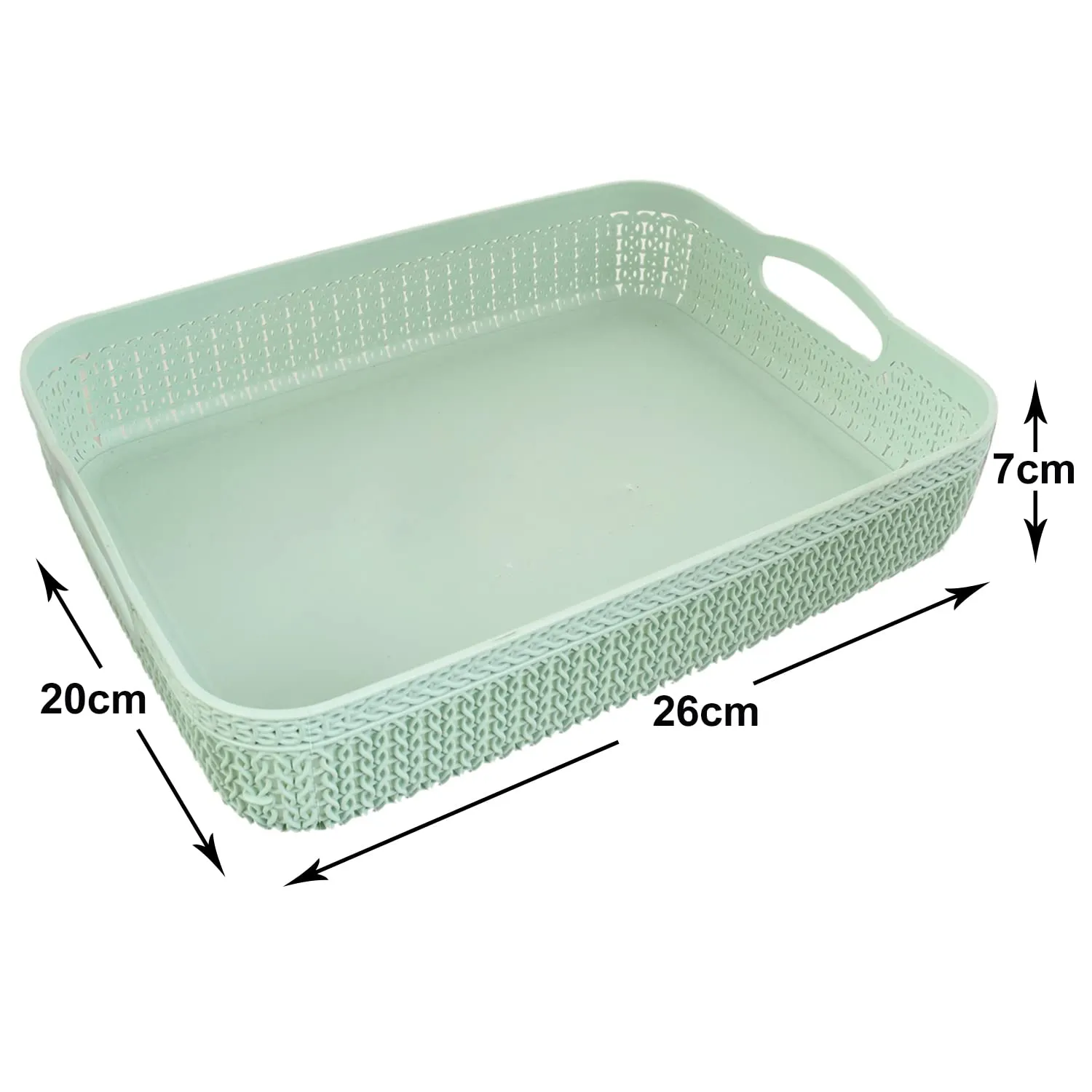 Heart Home Q-3 Designer Plastic Storage Basket For Store Fruits, Vegetables, Magazines, Cosmetics, Stationary Pack of 3 (Brown & Green & Grey)-50HH01520