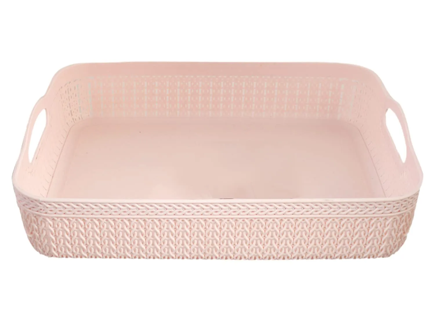 Heart Home Q-3 Designer Plastic Storage Basket For Store Fruits, Vegetables, Magazines, Cosmetics, Stationary Pack of 3 (Pink)-50HH01470