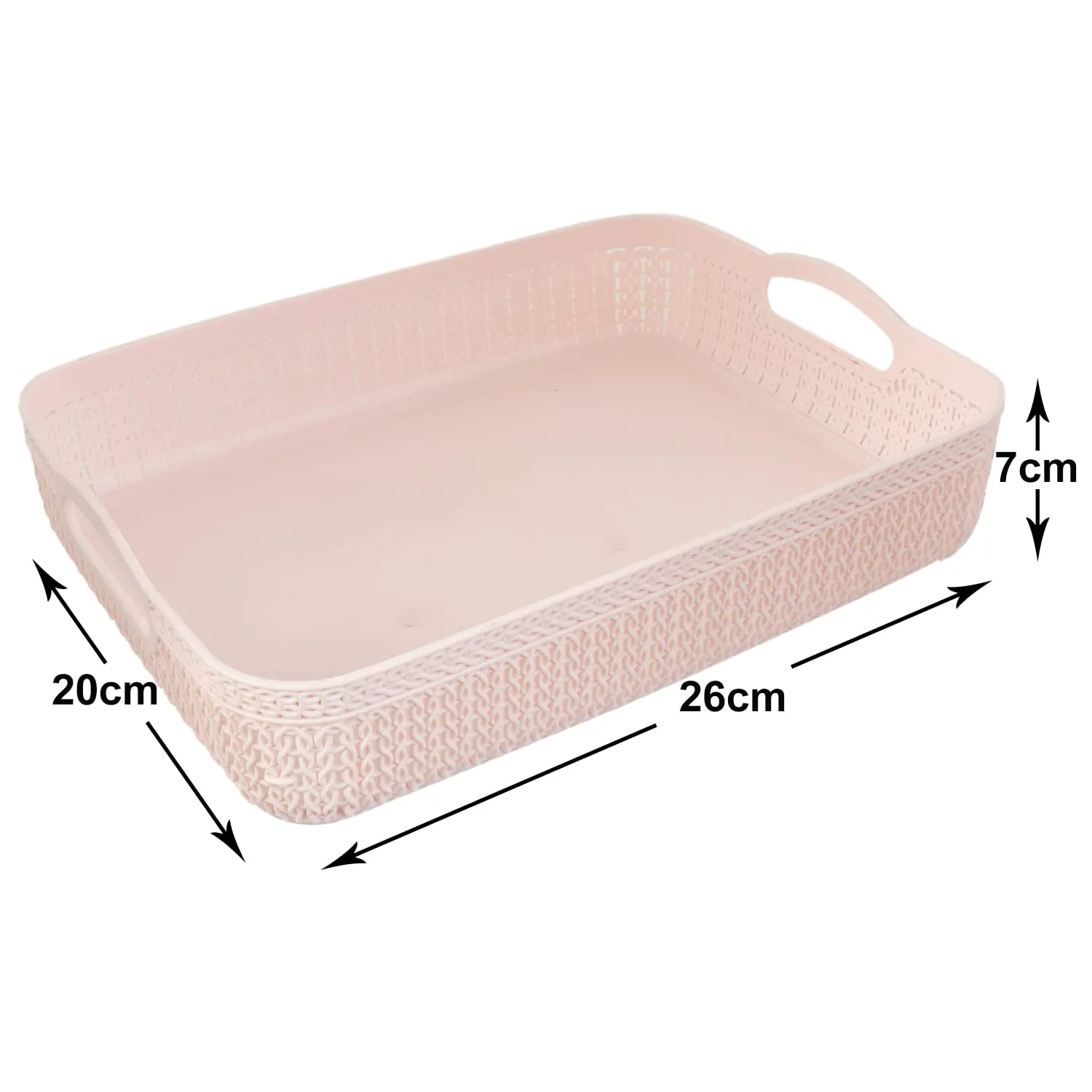 Heart Home Q-3 Designer Plastic Storage Basket For Store Fruits, Vegetables, Magazines, Cosmetics, Stationary Pack of 3 (Pink)-50HH01470