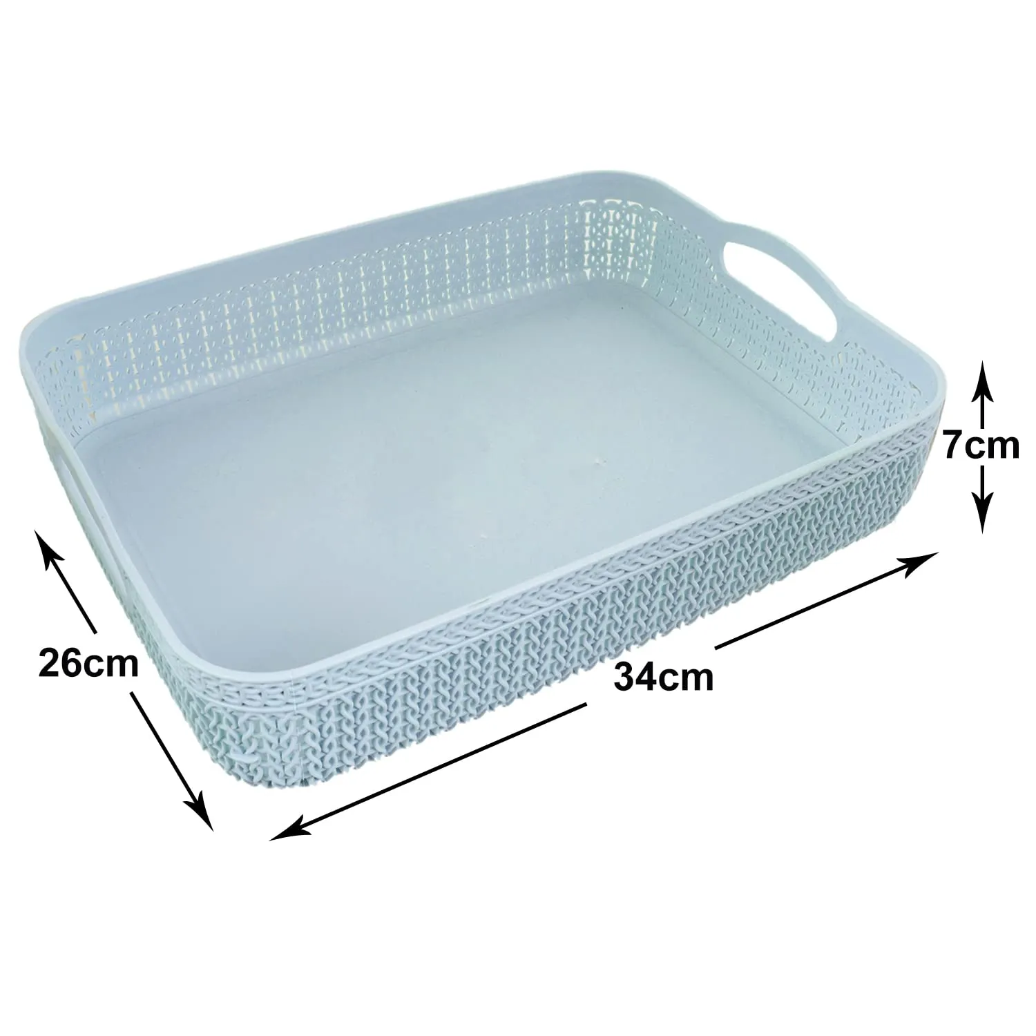 Heart Home Q-4 Multiuses Designer Unbreakable Plastic Storage Basket/Organizer/Bin For Home, Kitchen, Bathroom, Office Use (Blue)-50HH01571