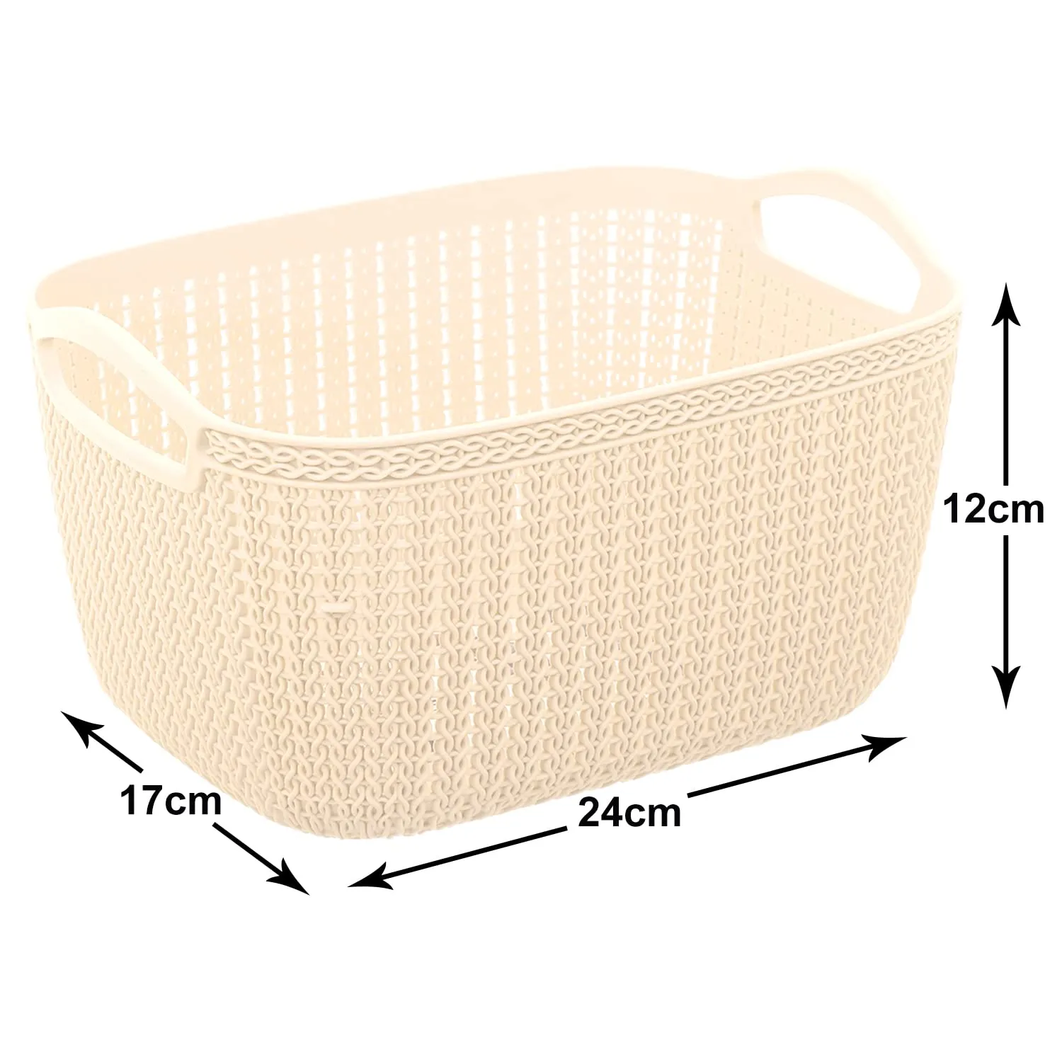 Heart Home Q-5 Designer Plastic Storage Basket For Store Fruits, Vegetables, Magazines, Cosmetics, Stationary Pack of 4 (Beach)-50HH01620