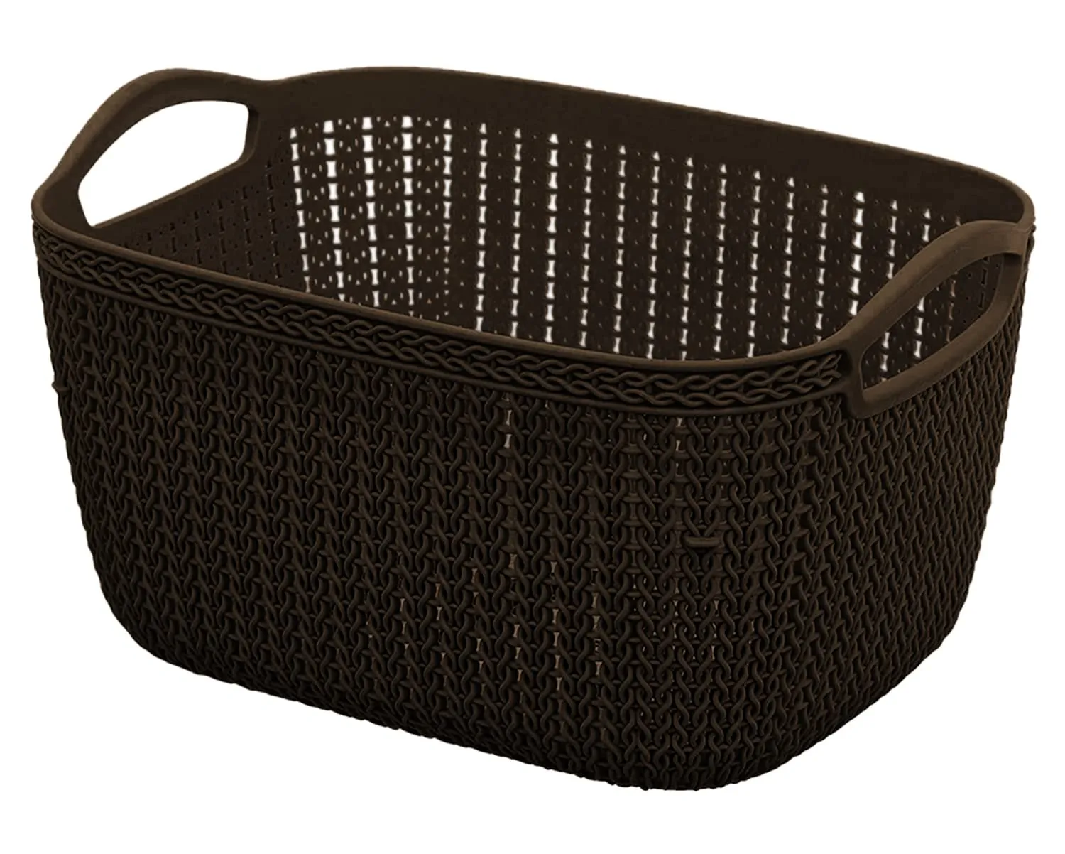 Heart Home Q-5 Multiuses Designer Unbreakable Plastic Storage Basket/Organizer/Bin For Home, Kitchen, Bathroom, Office Use Pack of 2 (Green & Brown)-50HH01641