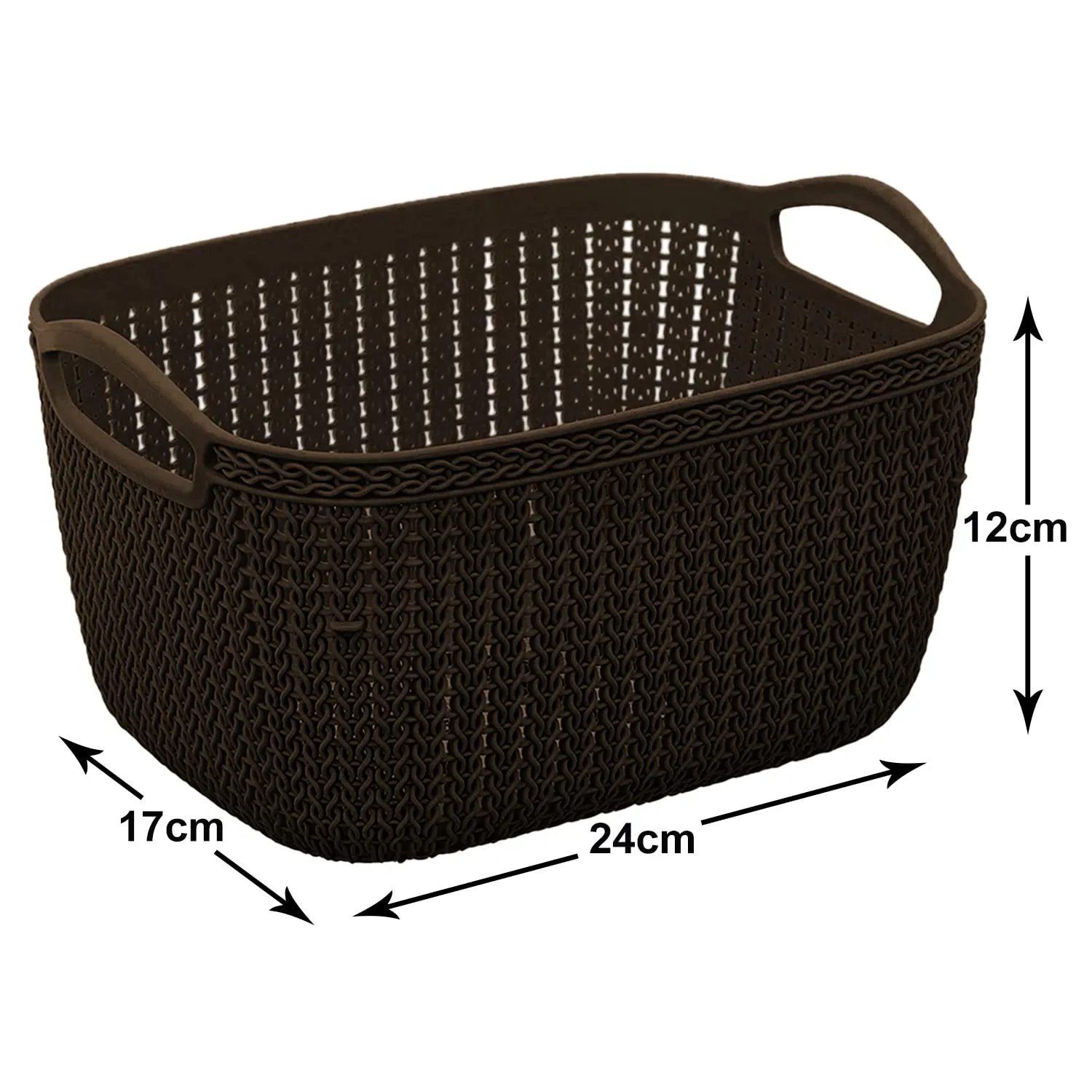 Heart Home Q-5 Multiuses Designer Unbreakable Plastic Storage Basket/Organizer/Bin For Home, Kitchen, Bathroom, Office Use Pack of 4 (Brown)-50HH01635