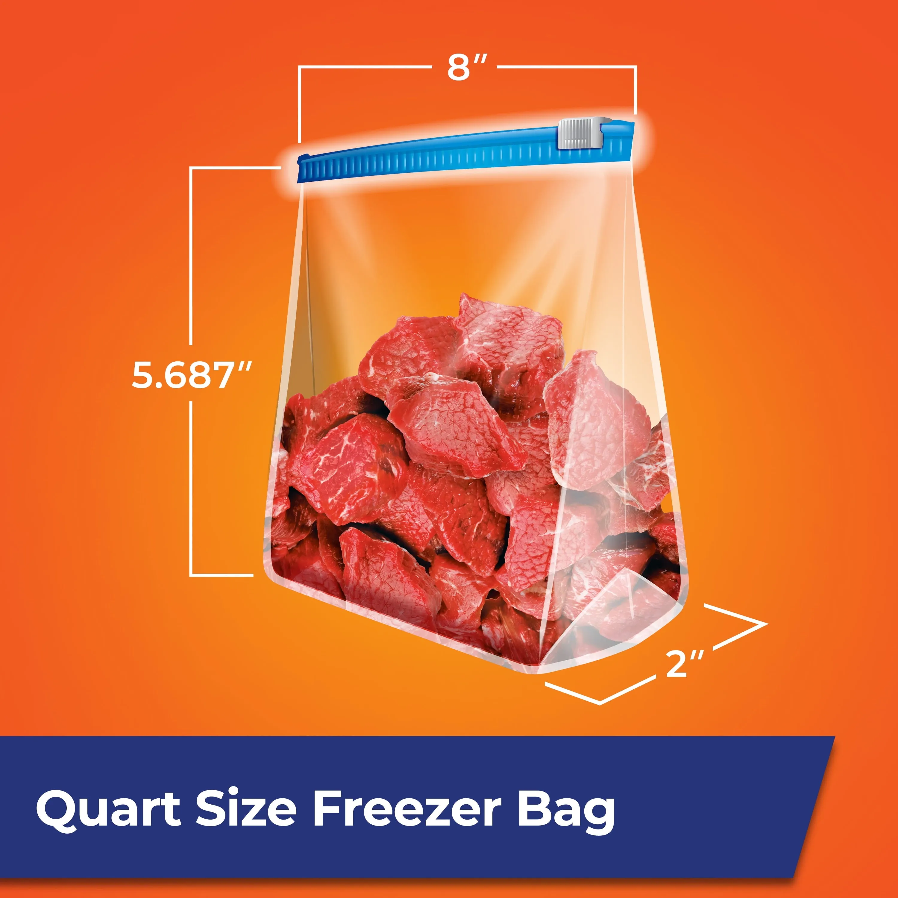 Hefty Slider Freezer Storage Bags, Quart Size, 75 Count