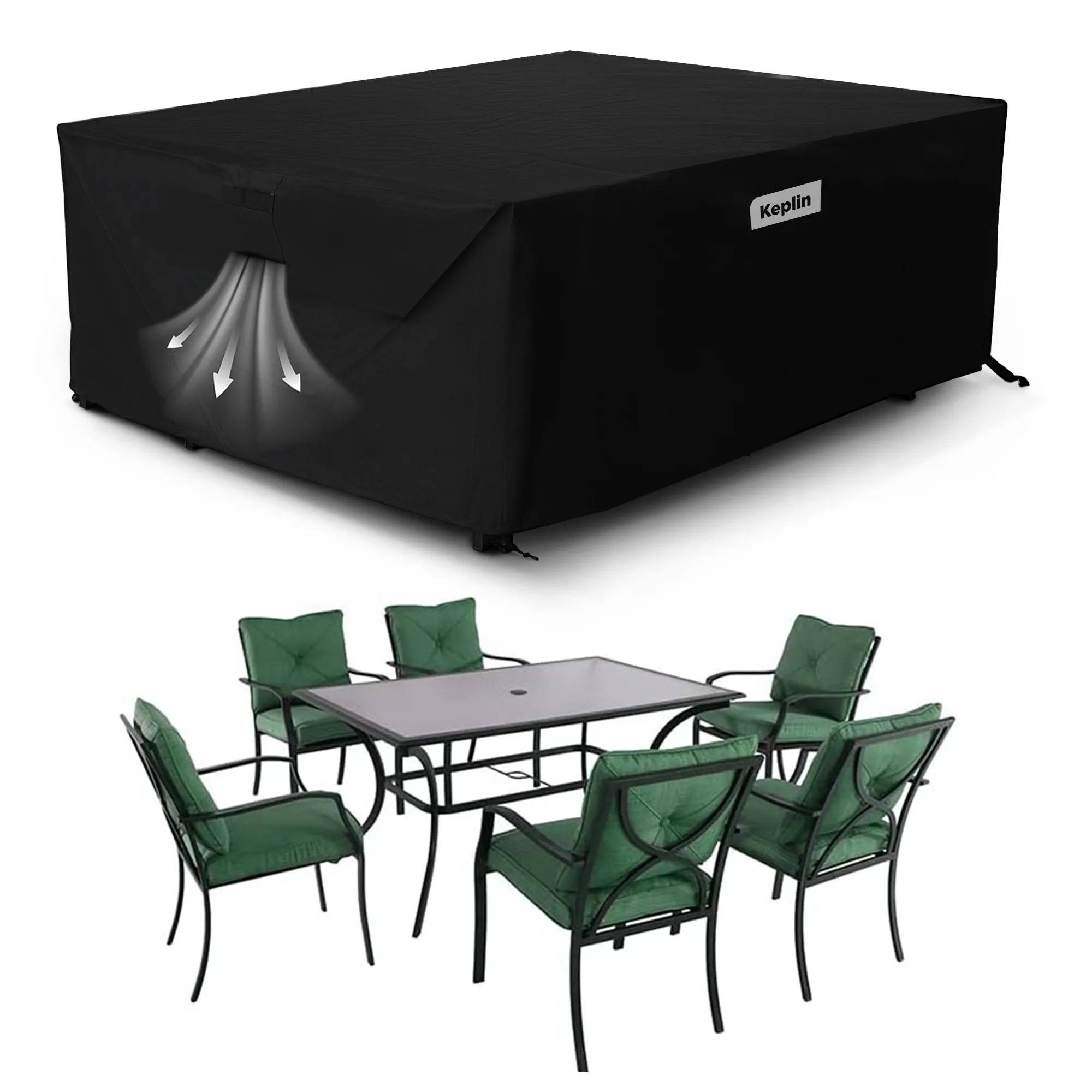 Keplin Waterproof Outdoor Furniture Cover - UV, Tear & Fade Resistant and 600D Oxford Fabric