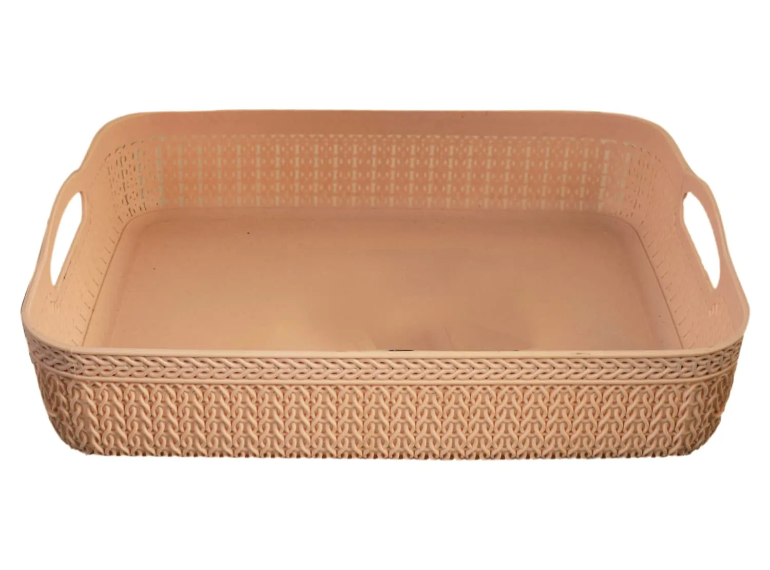 Kuber Industries Q-3 Designer Plastic Storage Basket For Store Fruits, Vegetables, Magazines, Cosmetics, Stationary Pack of 3 (Coffee)-50KM01494