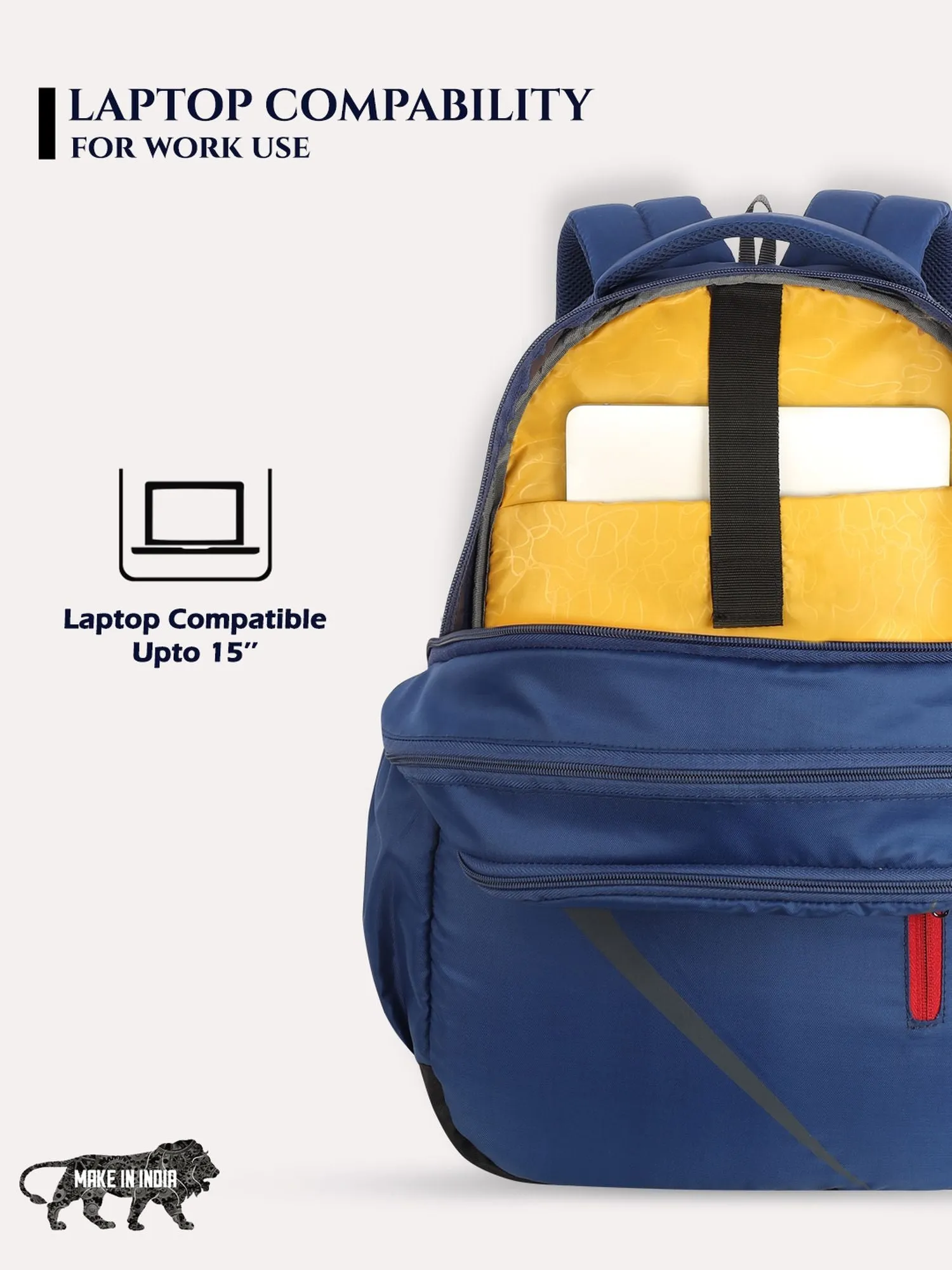 Lavie Sport Boomerang 36L Anti-Theft Laptop Backpack for Men and Women | Stylish & Durable Navy Laptop Bag for Boys and Girls