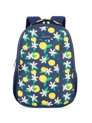 Lavie Sport Lime 26L Floral Printed School Backpack for Girls Navy