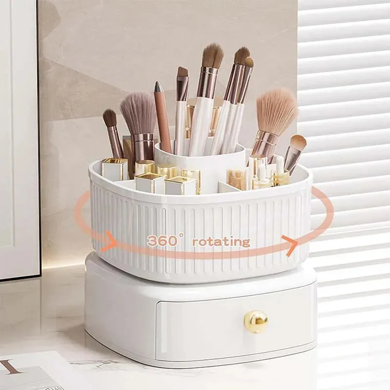 LUXOR ROTATING MAKEUP BRUSH ORGANIZER WITH DRAWER