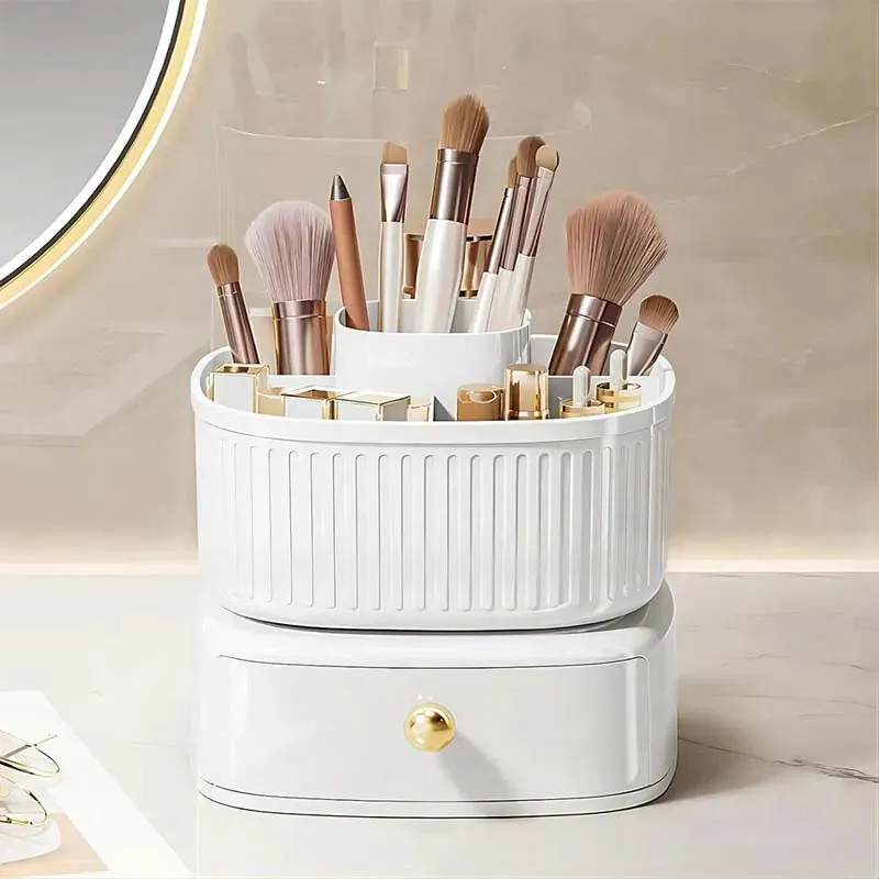 LUXOR ROTATING MAKEUP BRUSH ORGANIZER WITH DRAWER