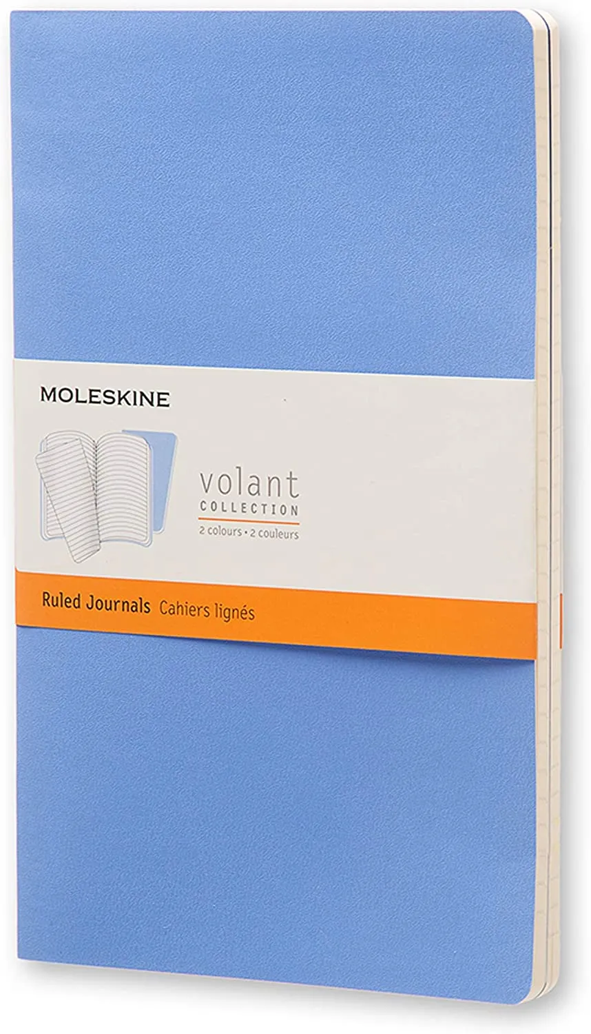 Moleskine Volant Ruled Large Notebook Set of 2 Royal Blue