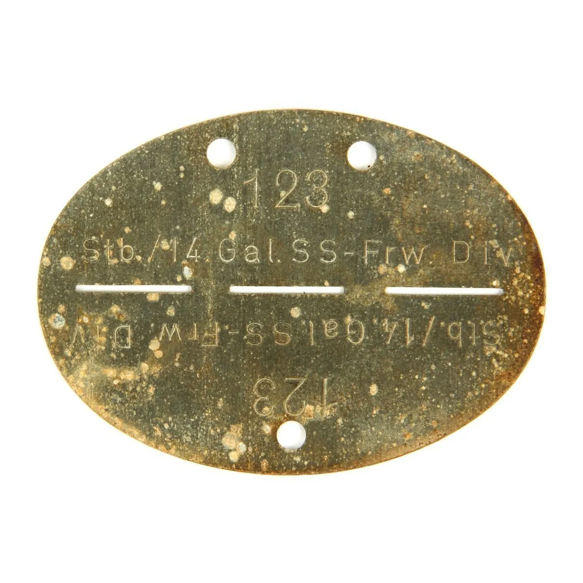Original German WWII SS Identity Disc Dog Tag - 14th Waffen Grenadier 1st SS Galician Division