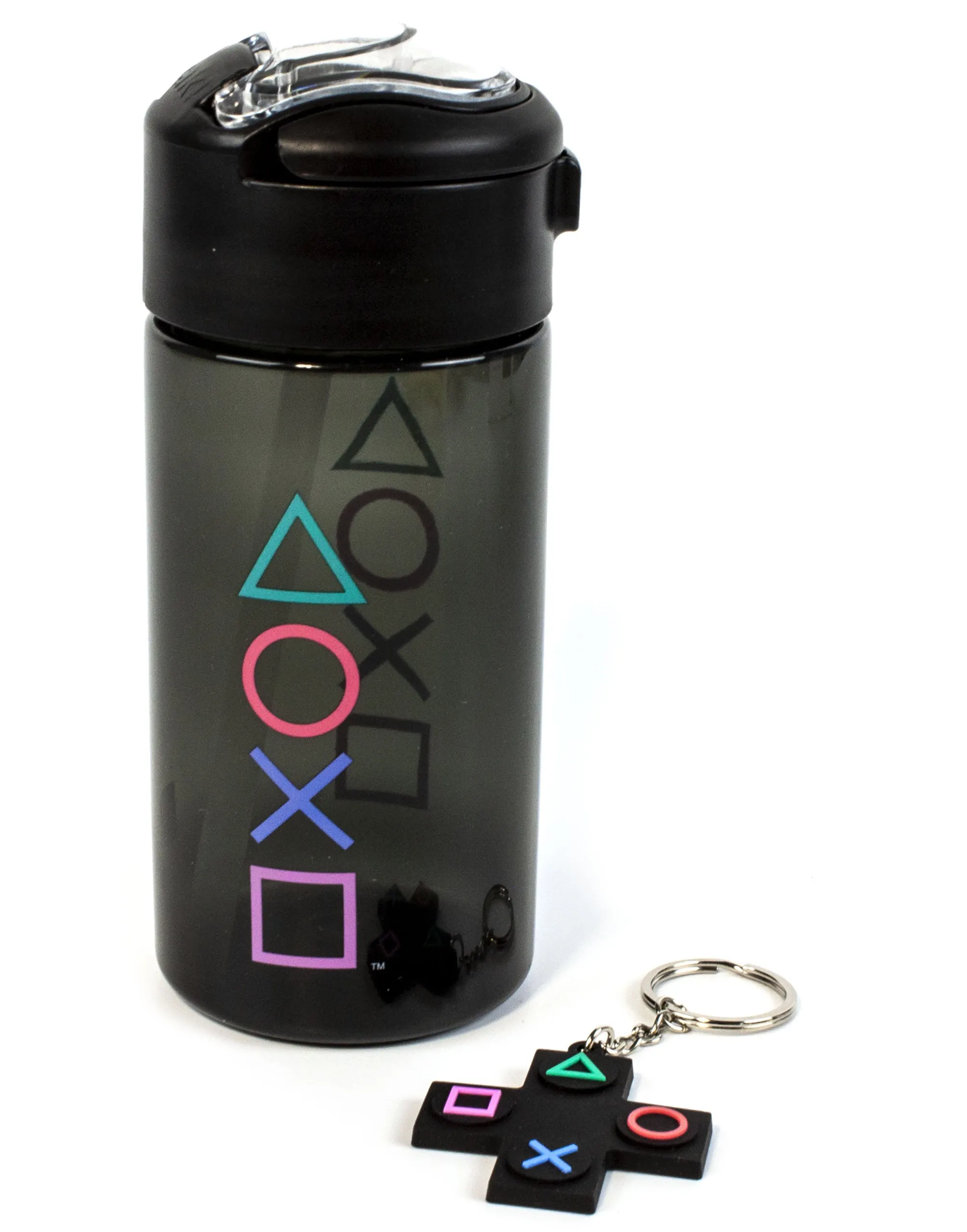 PlayStation Controller Symbols Print Womens Black Spout Water Bottle