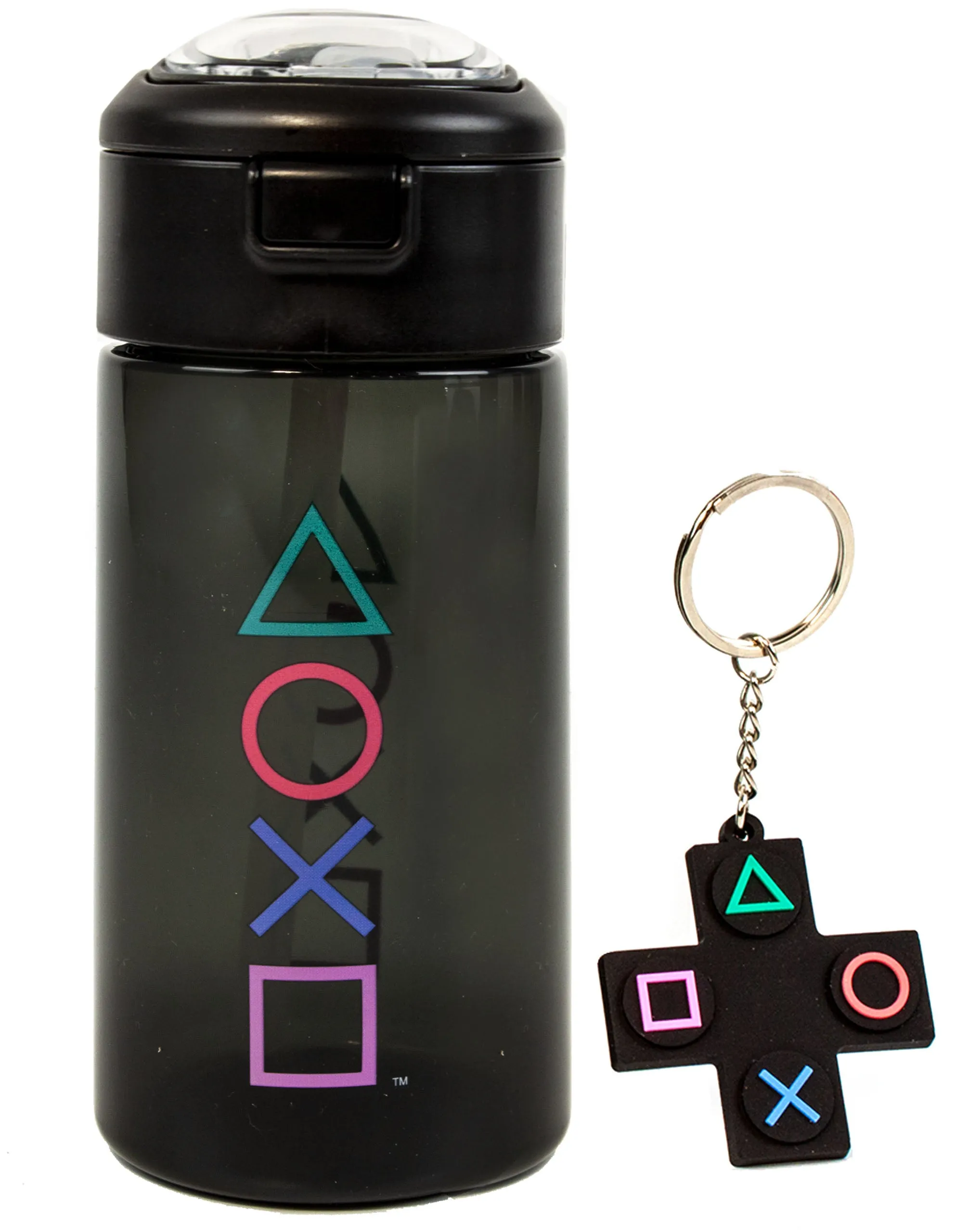 PlayStation Controller Symbols Print Womens Black Spout Water Bottle