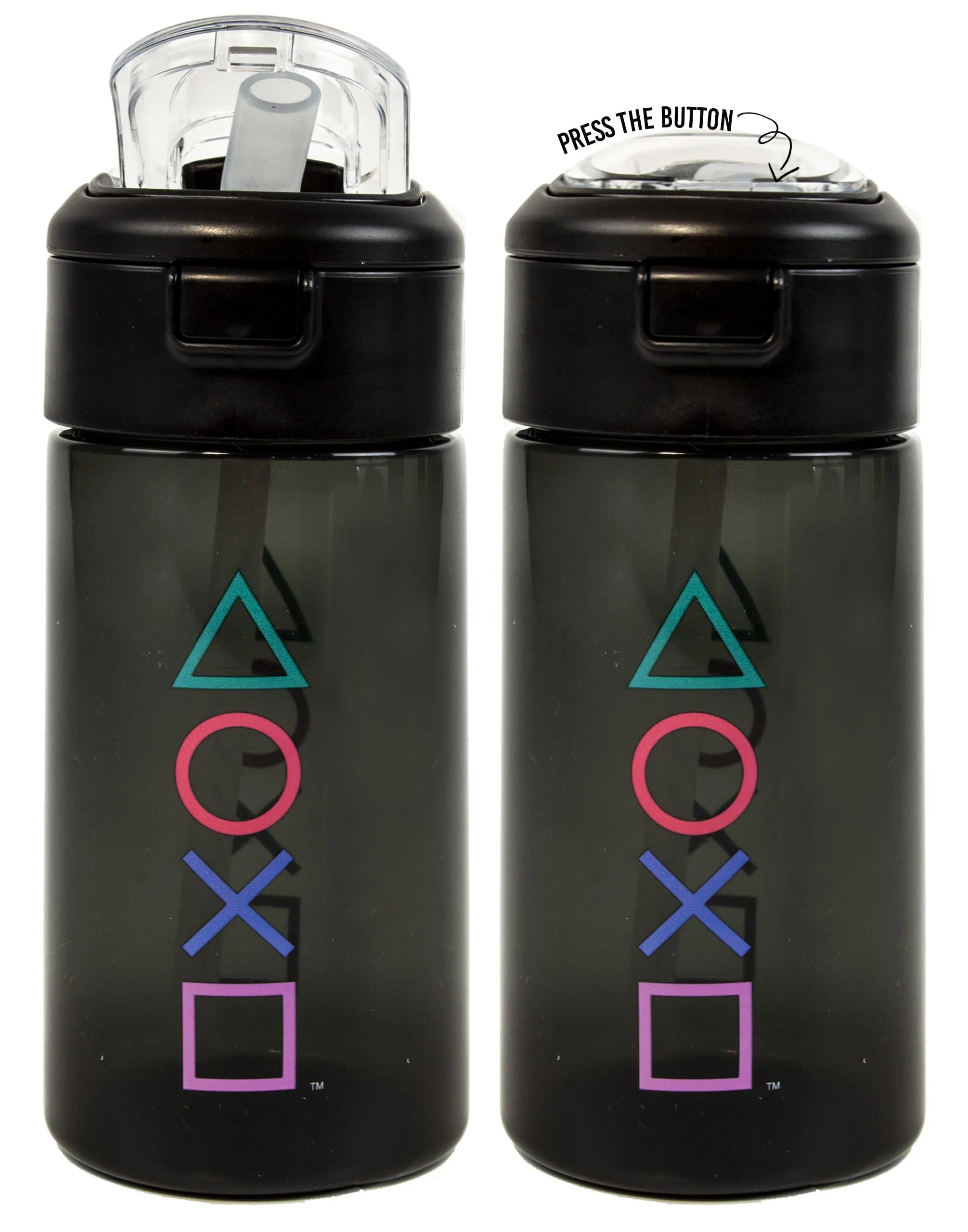 PlayStation Controller Symbols Print Womens Black Spout Water Bottle