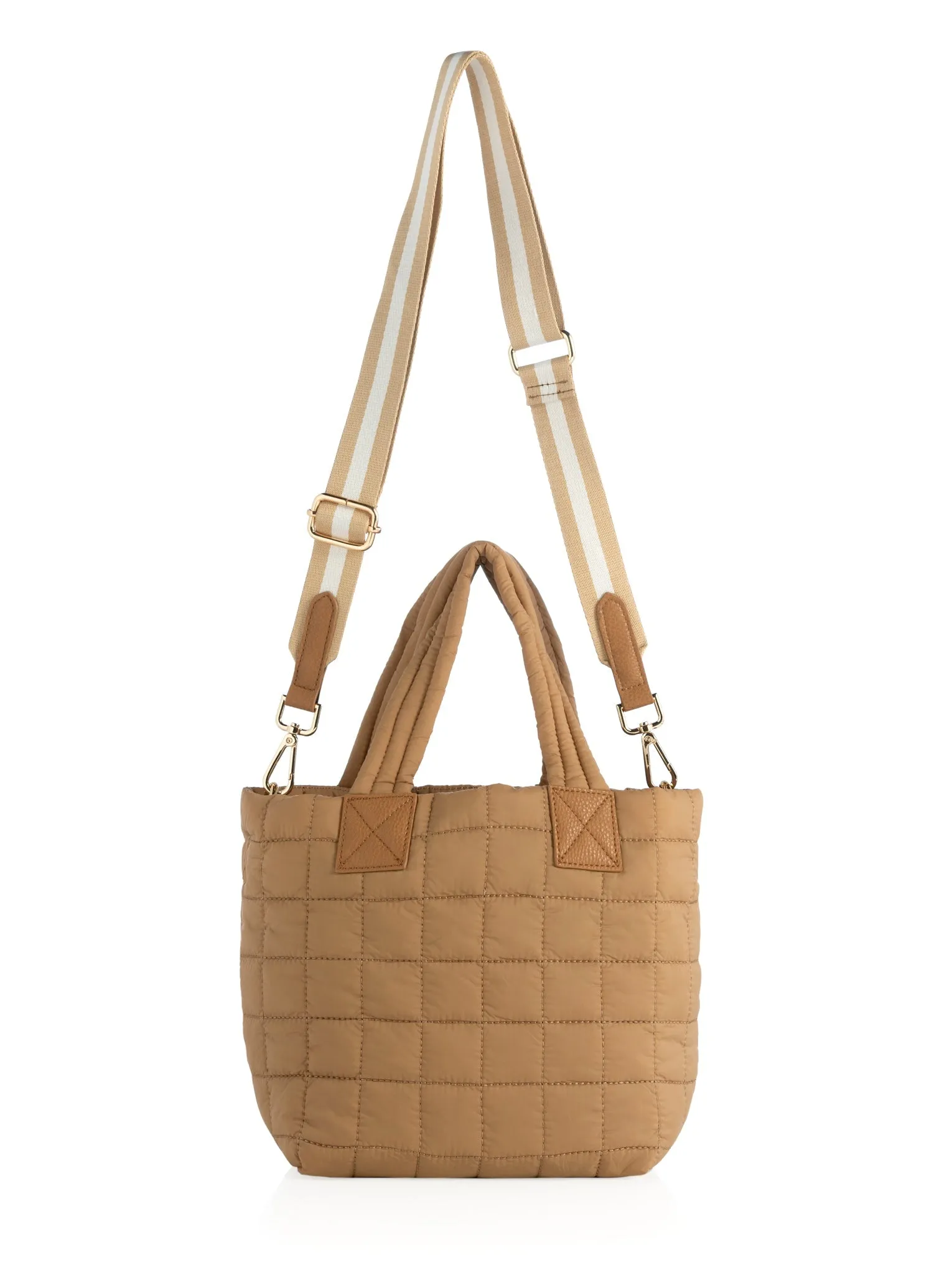 Shiraleah Ezra Quilted Nylon Mini Tote Cross-Body, Tan