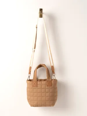 Shiraleah Ezra Quilted Nylon Mini Tote Cross-Body, Tan