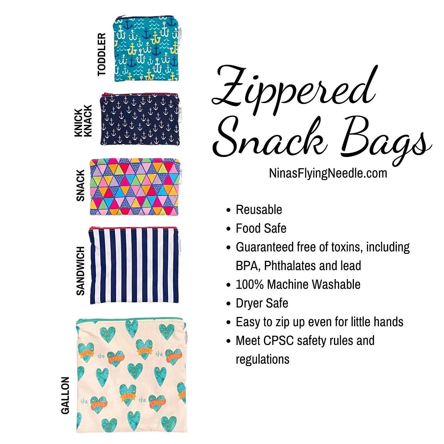 Snack Sized Reusable Zippered Bag Dogs in Park