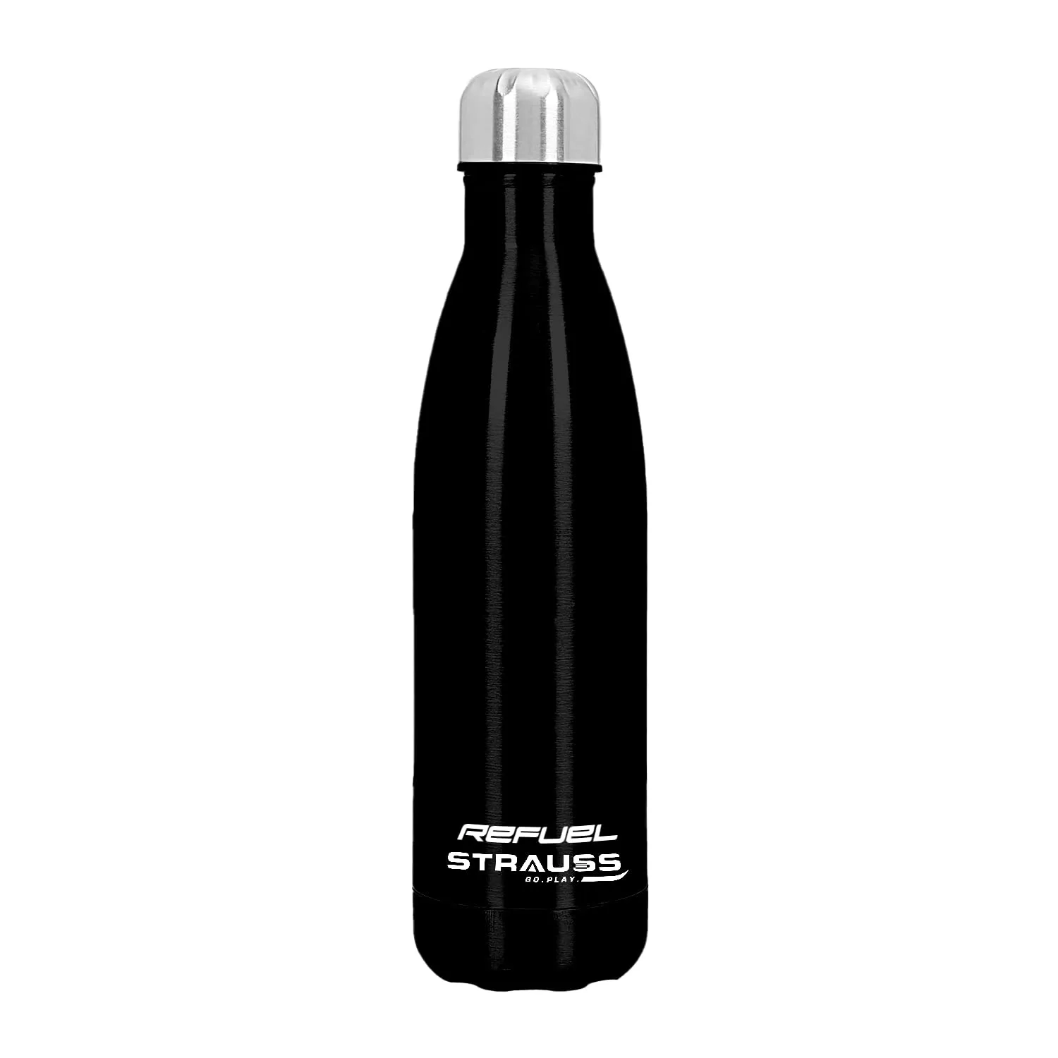 Strauss Refuel Steel Water Bottle | Leak Proof & Rust Free | Ideal for Office, Gym, Sports, Kitchen, Hiking, Trekking & Travel | Vacuum Insulated,(Black)