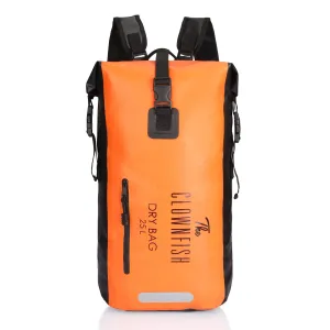 THE CLOWNFISH Waterproof PVC 25 Liter Dry Bag Dry Sack Lightweight Dry Backpack with Waterproof Accessory Bag for Water Sport Hiking Trekking Camping Boating (Orange)