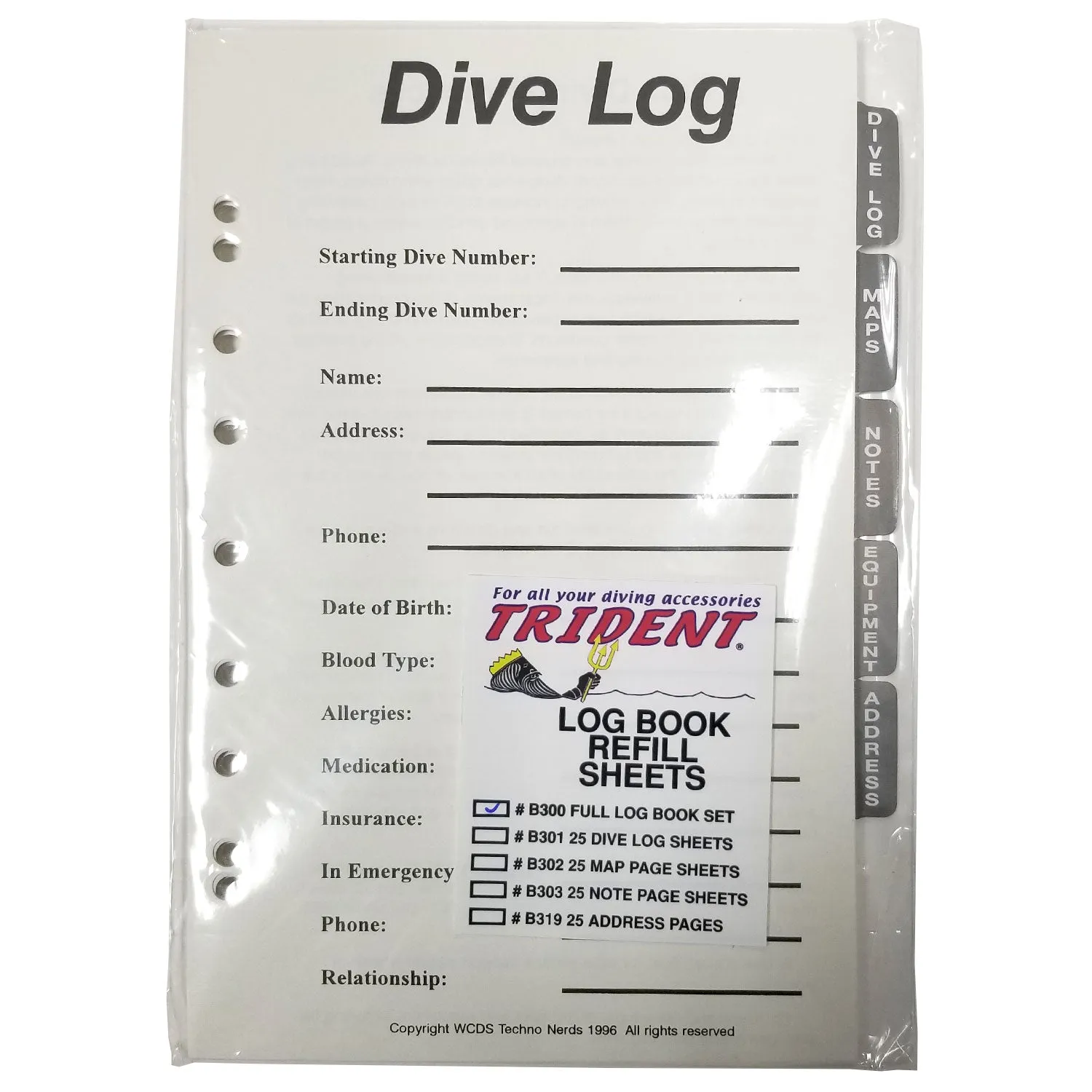 Trident Log Book Refill Pages Full Log Book Set