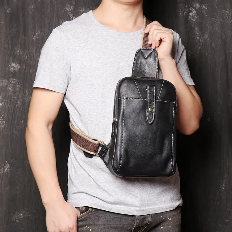 Unisex Full Grain Leather Sling Bag Mens Genuine Leather Chest Bag Fashion And Leisure Crossbody Shoulder Bag LJ3394