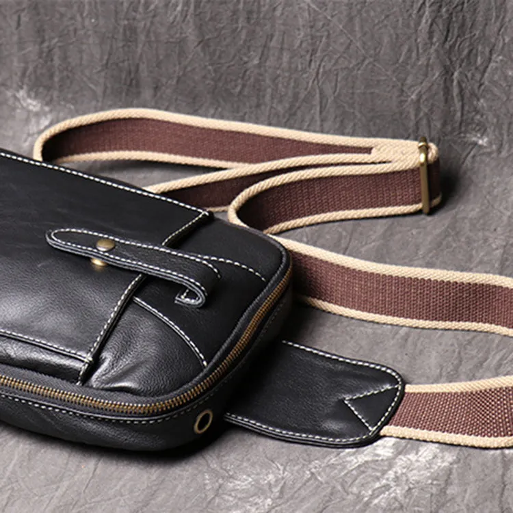 Unisex Full Grain Leather Sling Bag Mens Genuine Leather Chest Bag Fashion And Leisure Crossbody Shoulder Bag LJ3394