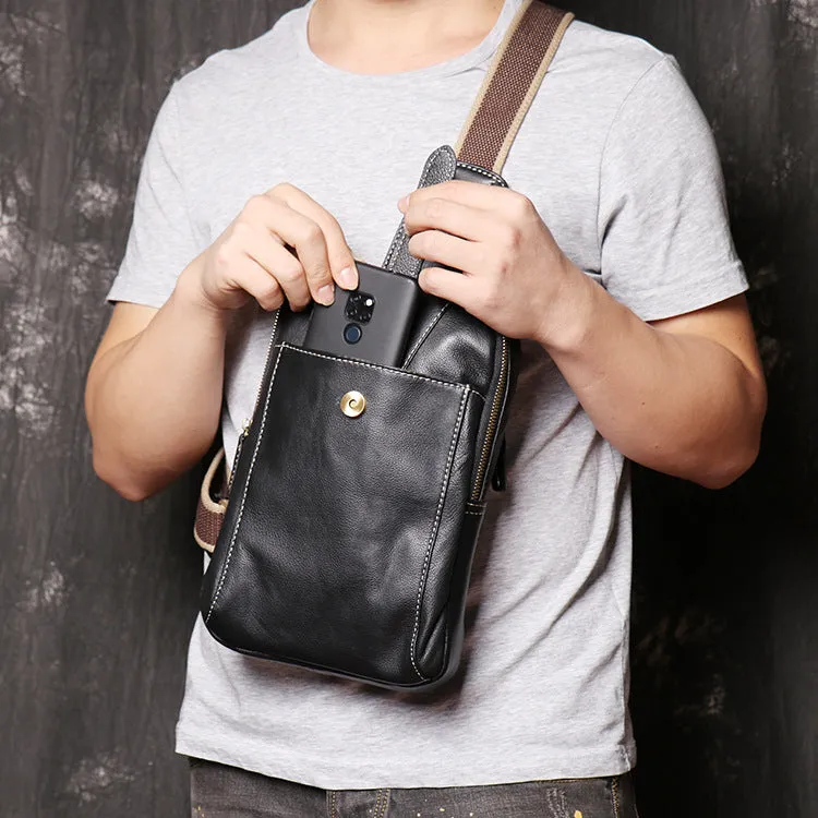 Unisex Full Grain Leather Sling Bag Mens Genuine Leather Chest Bag Fashion And Leisure Crossbody Shoulder Bag LJ3394