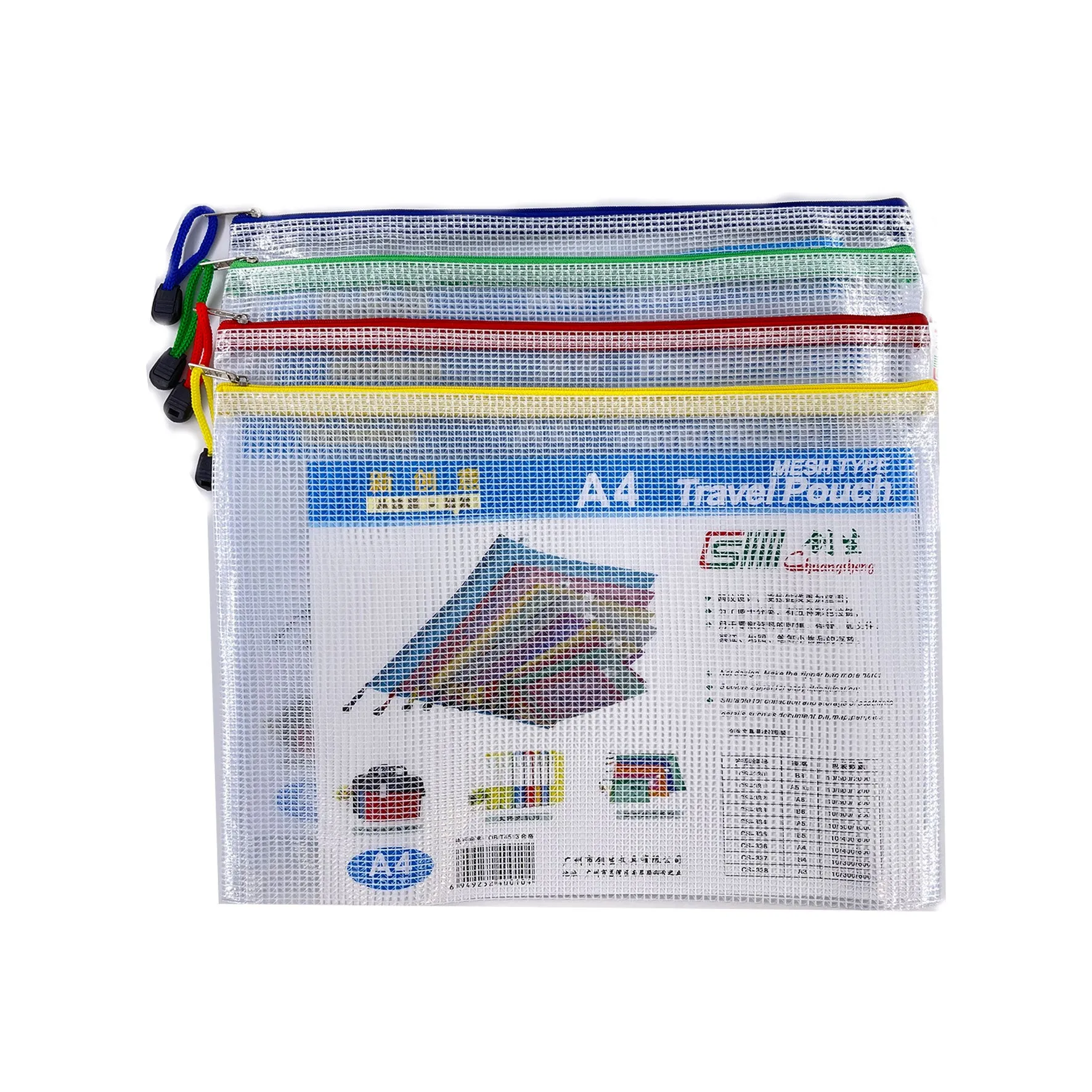 Universal Crafts Waterproof Storage Bags with Zipper - 1 Pack - 24cm x 33.2cm - White with Assorted Zip