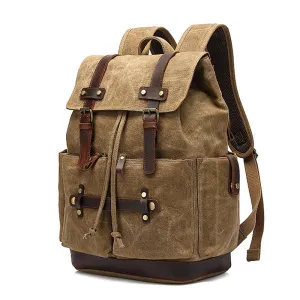 Waxed Canvas Hiking Backpack Waterproof Laptop Backpack School Rucksack